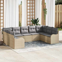 vidaXL Conjunto de Sofá de Jardim 9 pcs Preto vime PE