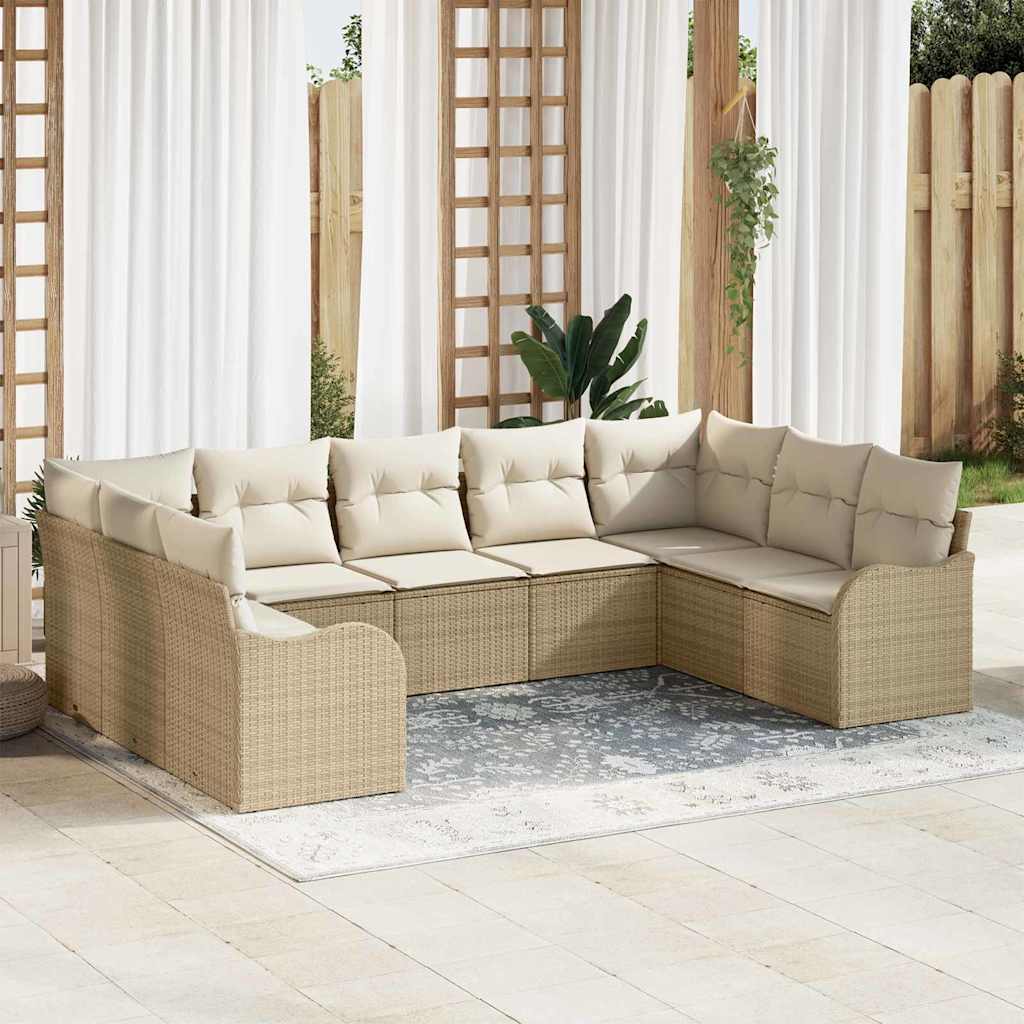 vidaXL Conjunto de Sofá de Jardim 9 pcs Preto vime PE