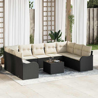vidaXL Conjunto de Sofá de Jardim 9 pcs Preto vime PE