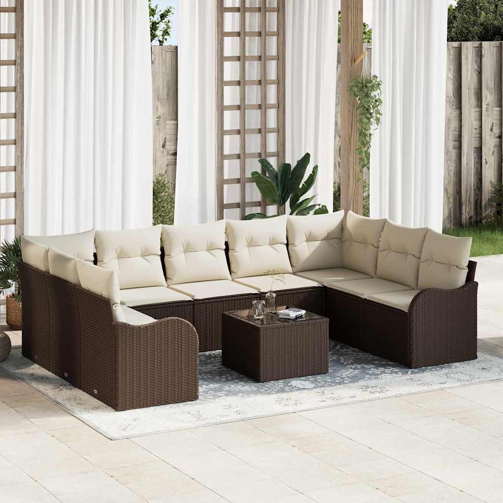 vidaXL Conjunto de Sofá de Jardim 9 pcs Preto vime PE
