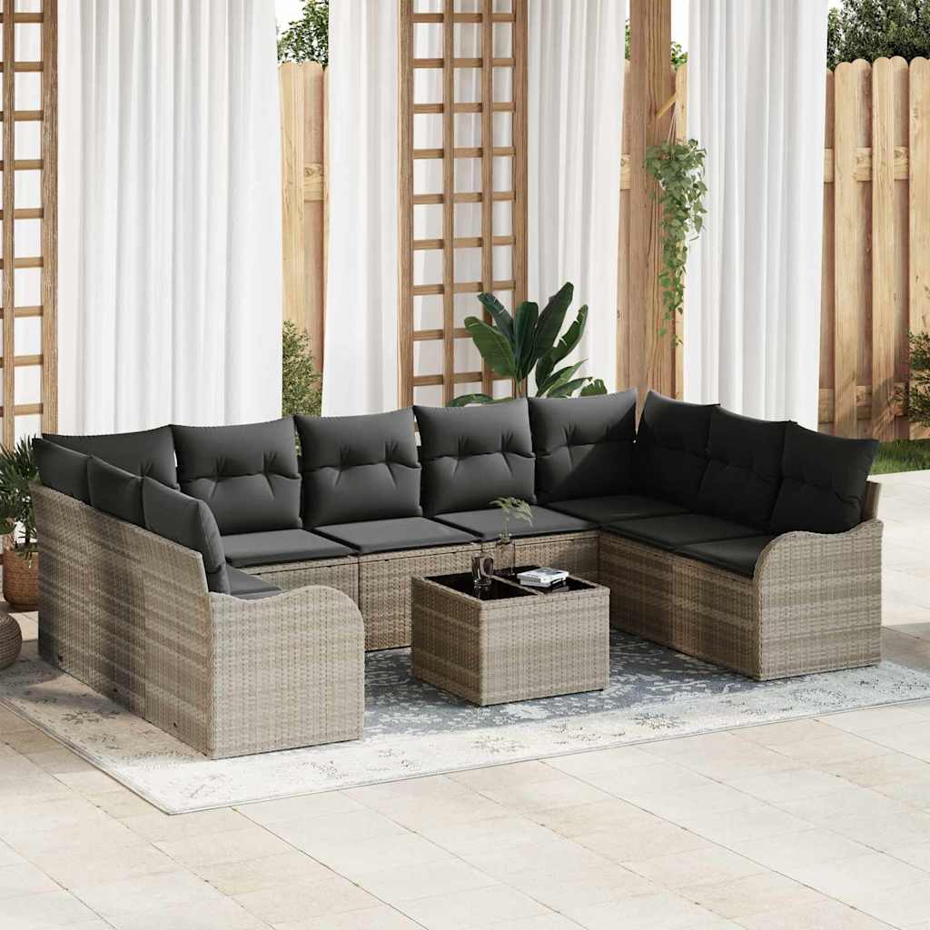 vidaXL Conjunto de Sofá de Jardim 9 pcs Preto vime PE