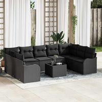 vidaXL Conjunto de Sofá de Jardim 9 pcs Preto vime PE