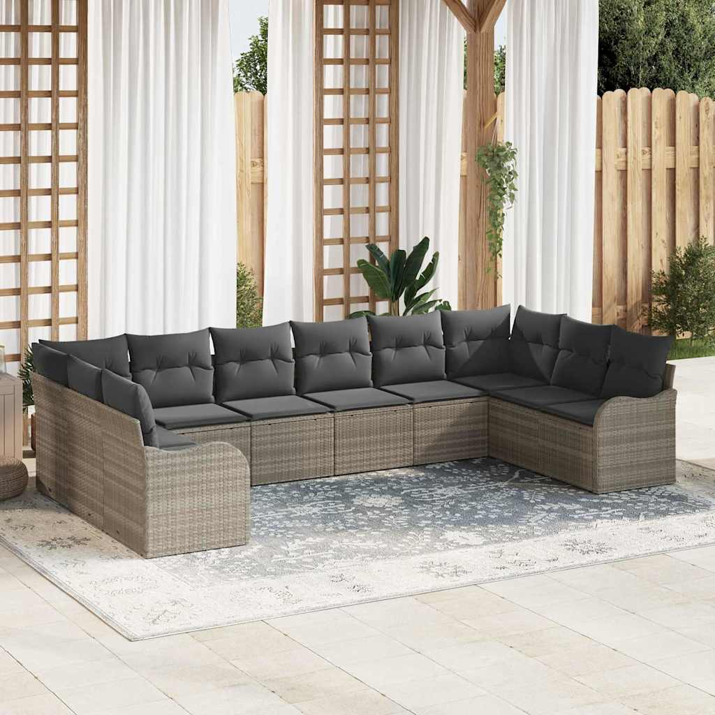 vidaXL Conjunto de Sofá de Jardim Preto vime PE