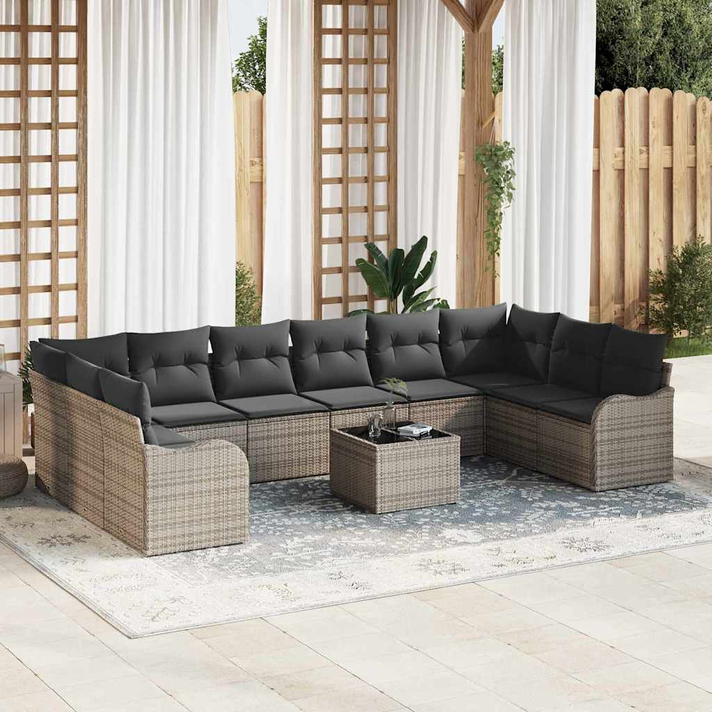 vidaXL Conjunto de Sofá de Jardim Preto vime PE