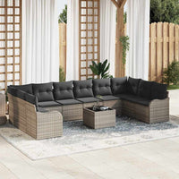 vidaXL Conjunto de Sofá de Jardim Preto vime PE