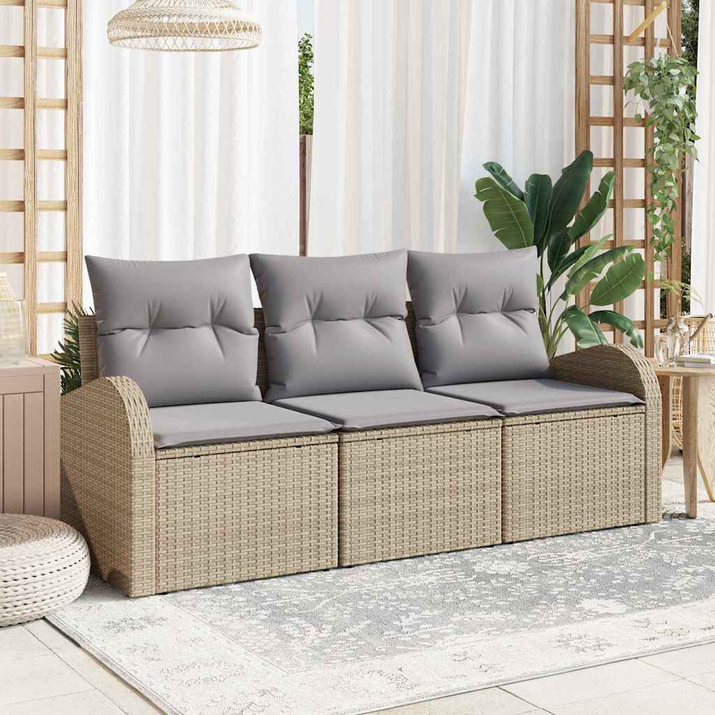 vidaXL Conjunto de Sofá de Jardim 3 pcs Preto Rattan Sintético