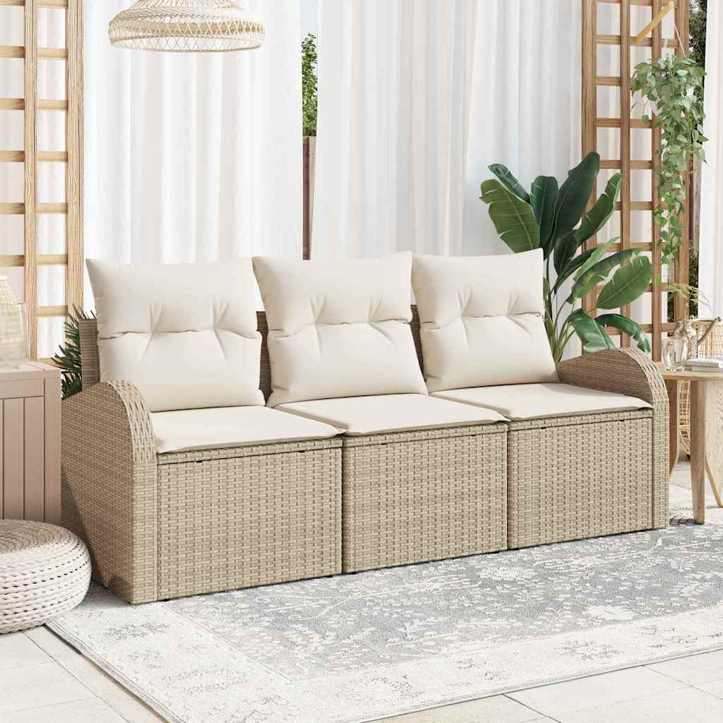 vidaXL Conjunto de Sofá de Jardim 3 pcs Preto Rattan Sintético