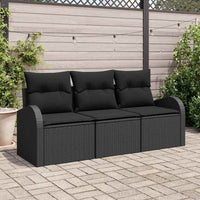 vidaXL Conjunto de Sofá de Jardim 3 pcs Preto Rattan Sintético