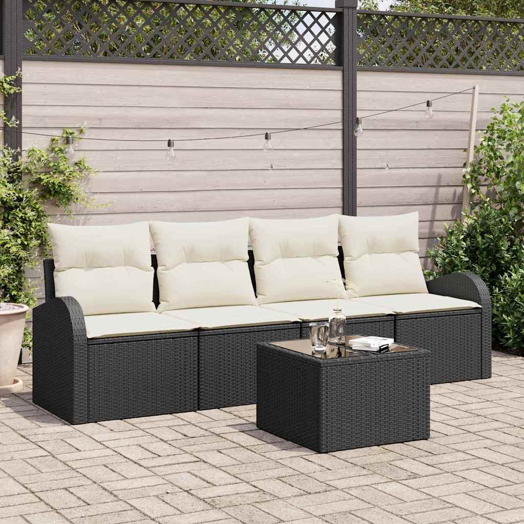 vidaXL Conjunto de Sofá de Jardim Preto 55 x 55 x 37 cm vime PE