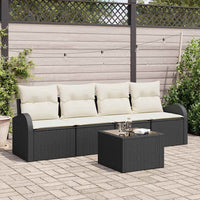 vidaXL Conjunto de Sofá de Jardim Preto 55 x 55 x 37 cm vime PE