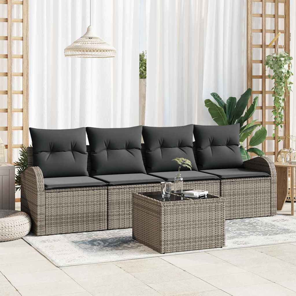vidaXL Conjunto de Sofá de Jardim Preto 55 x 55 x 37 cm vime PE