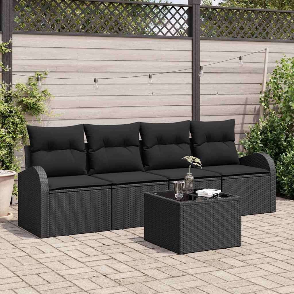 vidaXL Conjunto de Sofá de Jardim Preto 55 x 55 x 37 cm vime PE