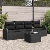 vidaXL Conjunto de Sofá de Jardim Preto 55 x 55 x 37 cm vime PE