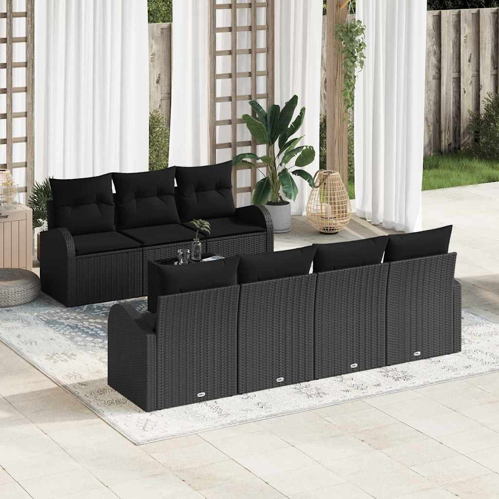 vidaXL Conjunto de Sofá de Jardim Preto 55 x 55 x 37 cm vime PE