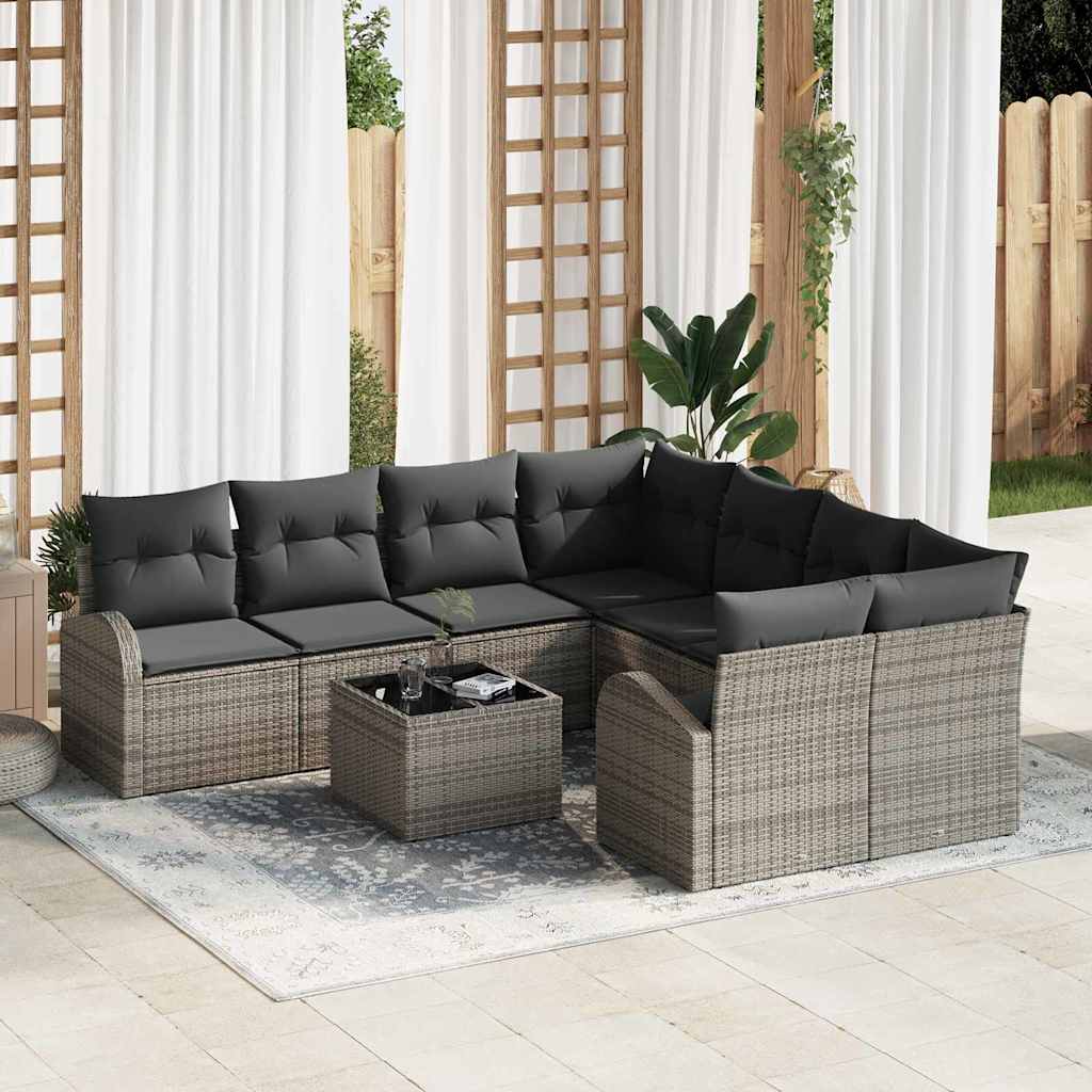 vidaXL Conjunto de Sofá de Jardim Preto 55 x 55 x 37 cm vime PE