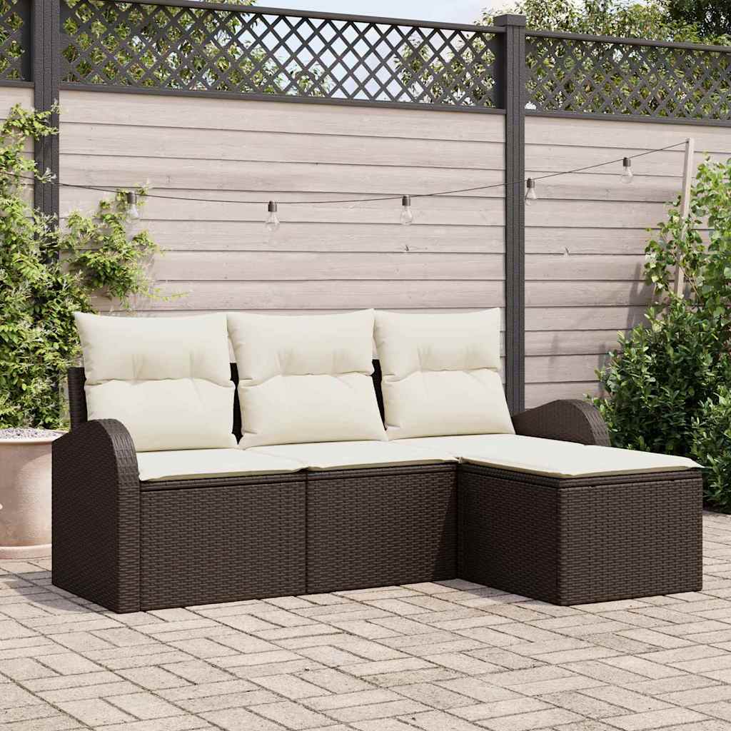 vidaXL Conjunto de Sofá de Jardim Preto vime PE