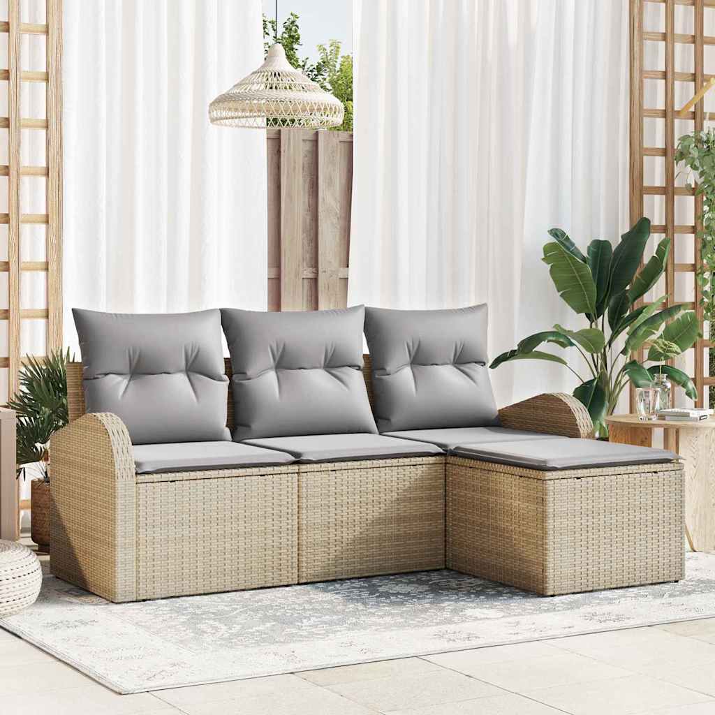 vidaXL Conjunto de Sofá de Jardim Preto vime PE