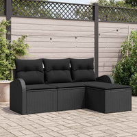 vidaXL Conjunto de Sofá de Jardim Preto vime PE