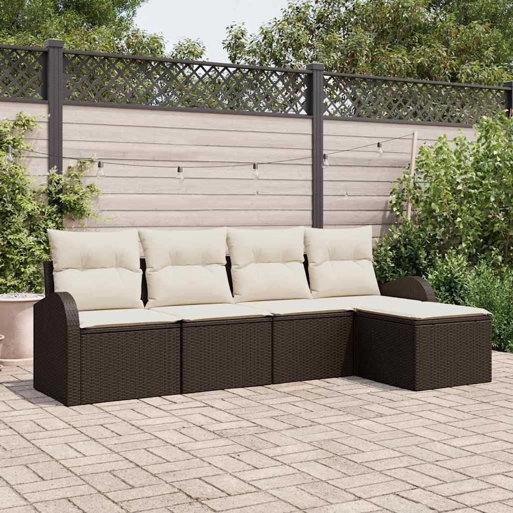 vidaXL Conjunto de Sofá de Jardim 5 pcs Preto vime PE