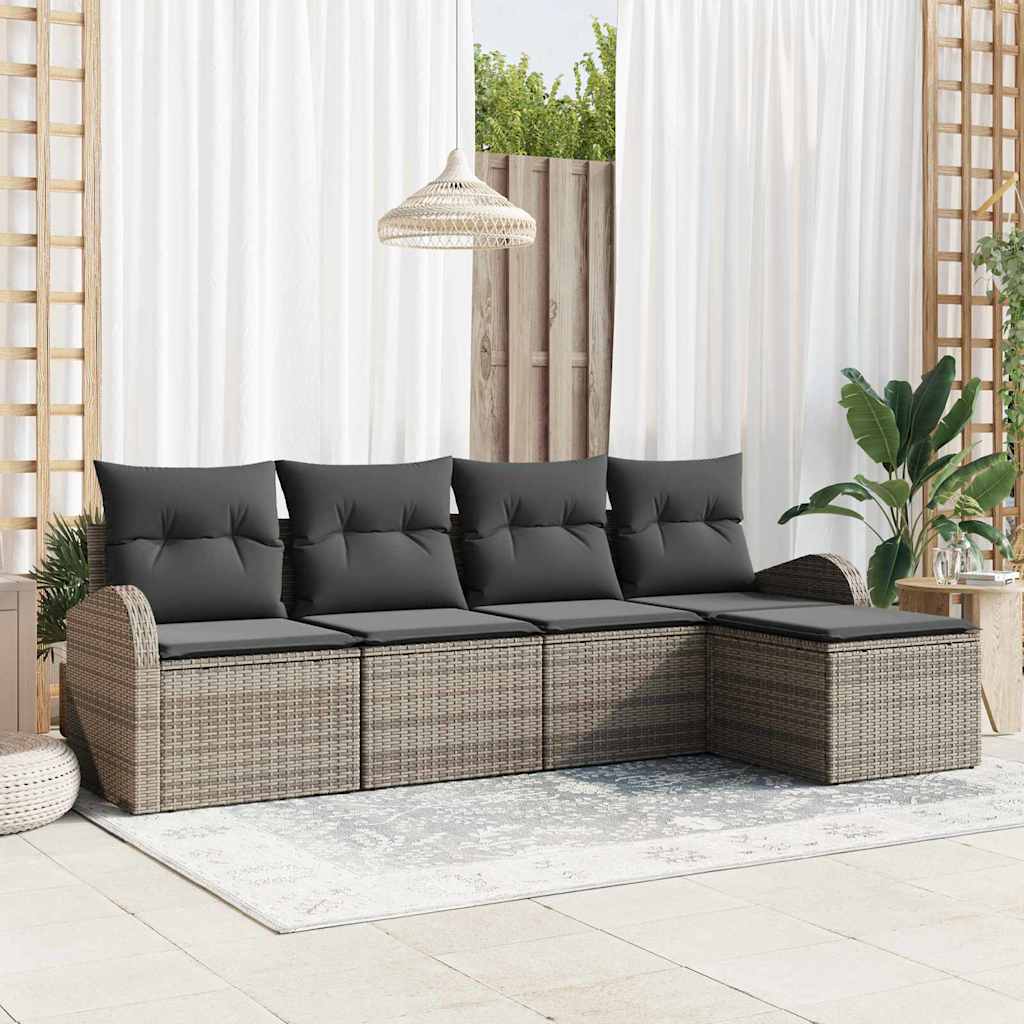 vidaXL Conjunto de Sofá de Jardim 5 pcs Preto vime PE