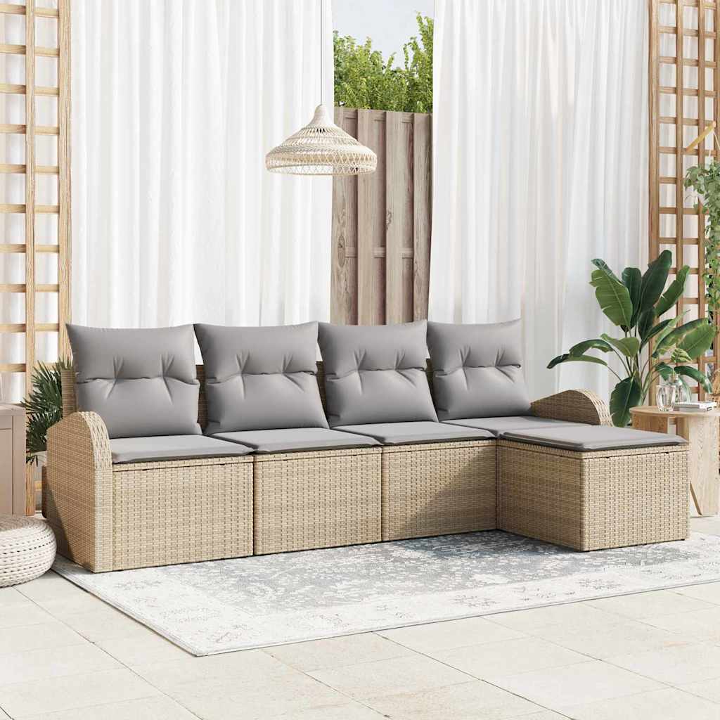 vidaXL Conjunto de Sofá de Jardim 5 pcs Preto vime PE