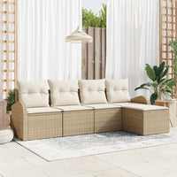vidaXL Conjunto de Sofá de Jardim 5 pcs Preto vime PE