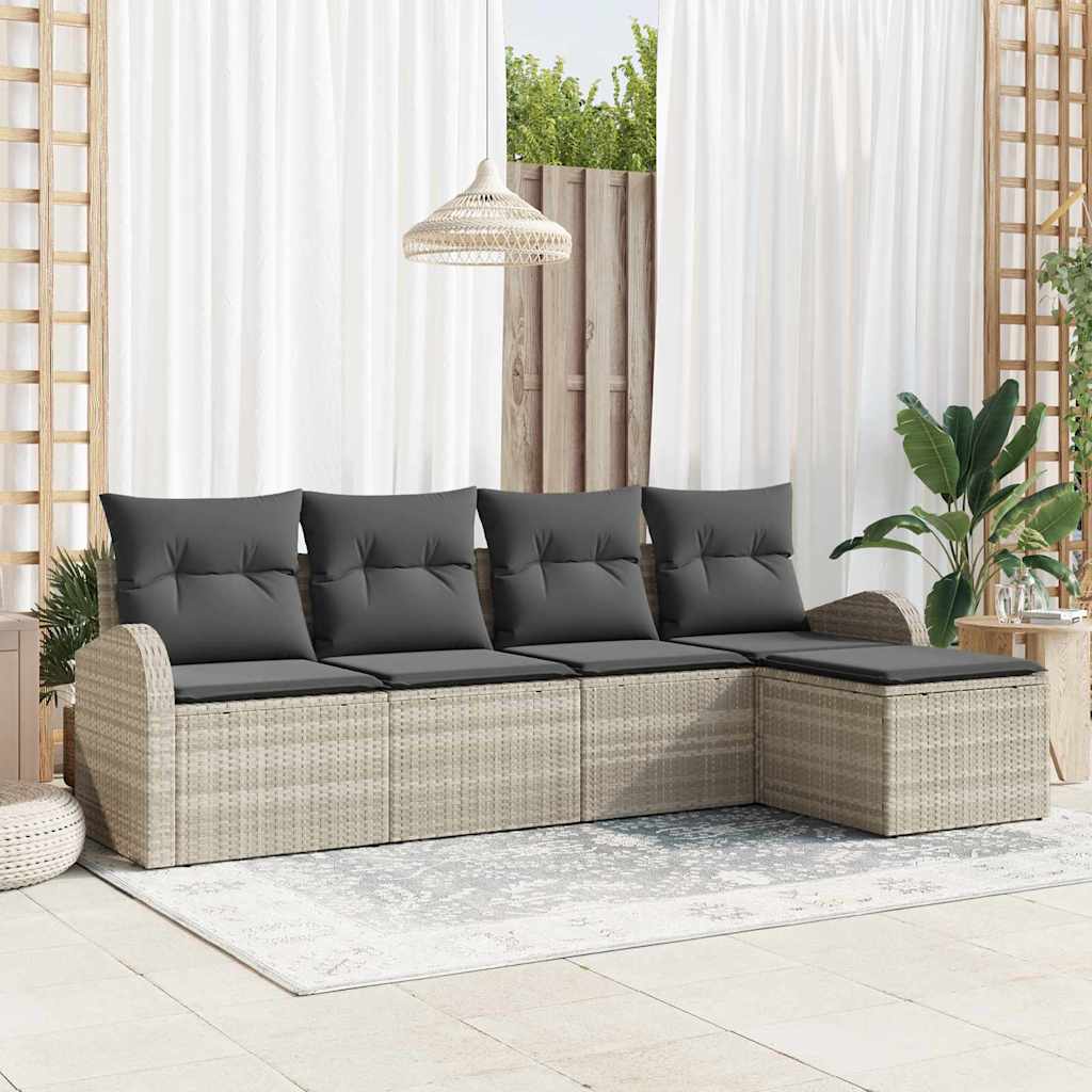 vidaXL Conjunto de Sofá de Jardim 5 pcs Preto vime PE