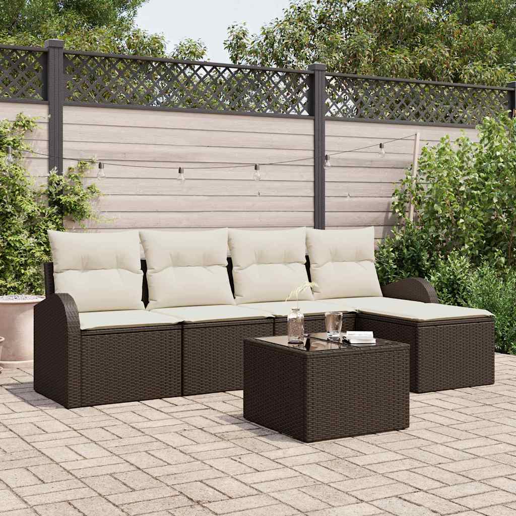 vidaXL Conjunto de Sofá de Jardim 5 pcs Preto vime PE