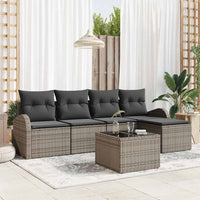 vidaXL Conjunto de Sofá de Jardim 5 pcs Preto vime PE