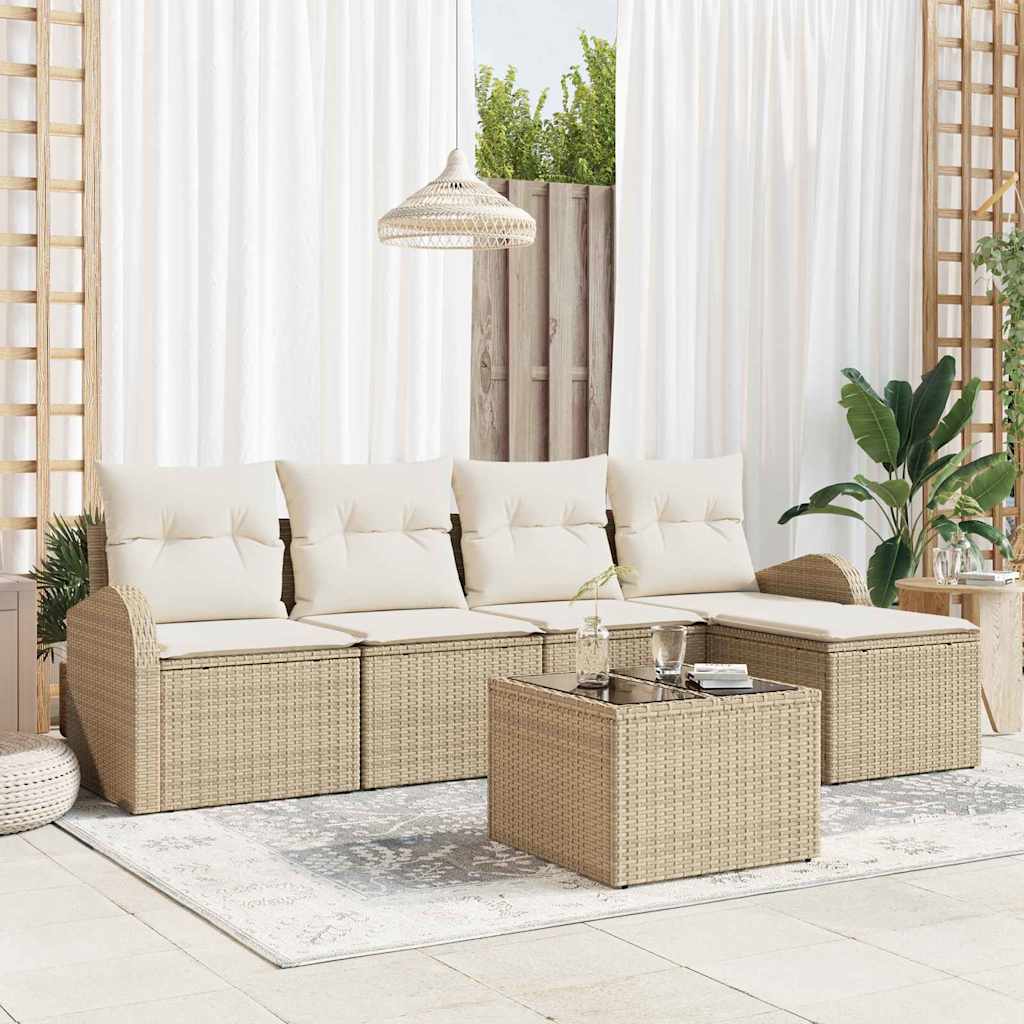 vidaXL Conjunto de Sofá de Jardim 5 pcs Preto vime PE