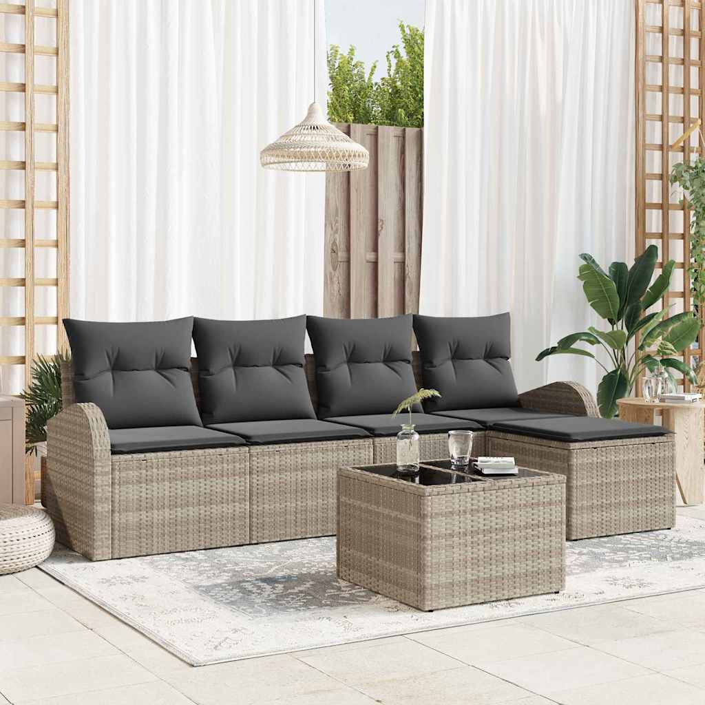vidaXL Conjunto de Sofá de Jardim 5 pcs Preto vime PE