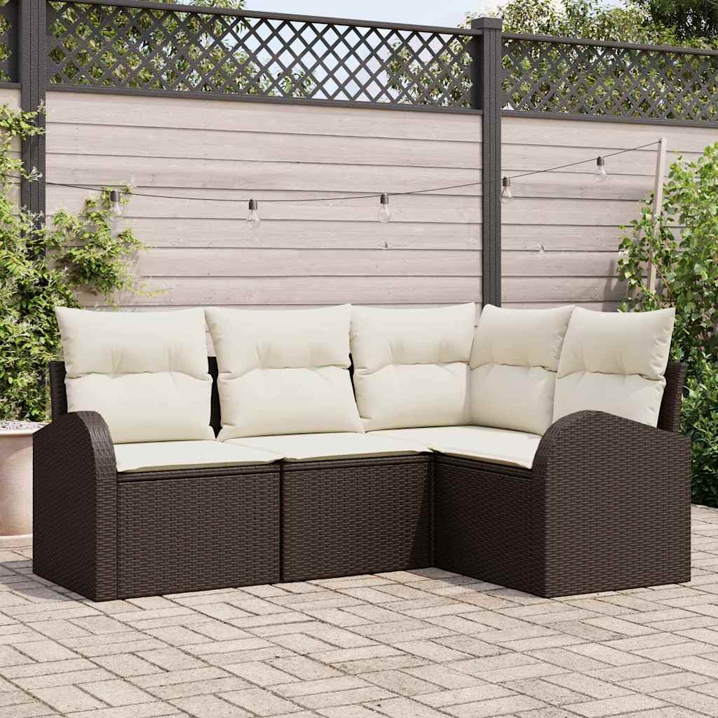 vidaXL Conjunto de Sofá de Jardim 4 pcs Preto vime PE