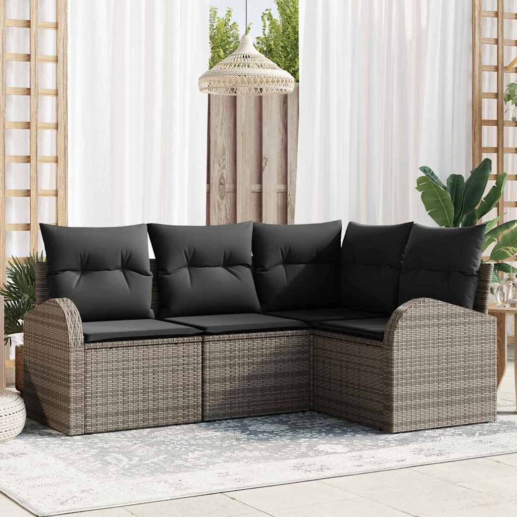 vidaXL Conjunto de Sofá de Jardim 4 pcs Preto vime PE