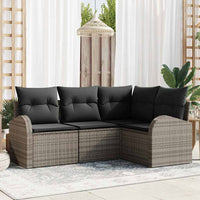 vidaXL Conjunto de Sofá de Jardim 4 pcs Preto vime PE