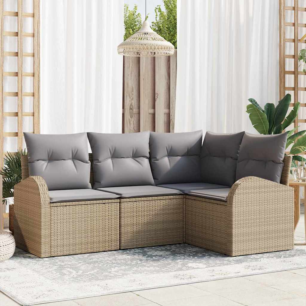 vidaXL Conjunto de Sofá de Jardim 4 pcs Preto vime PE