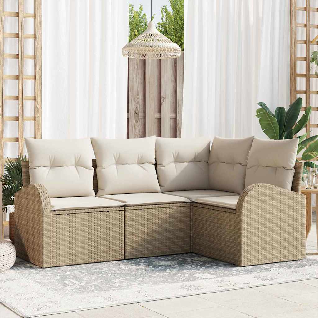 vidaXL Conjunto de Sofá de Jardim 4 pcs Preto vime PE