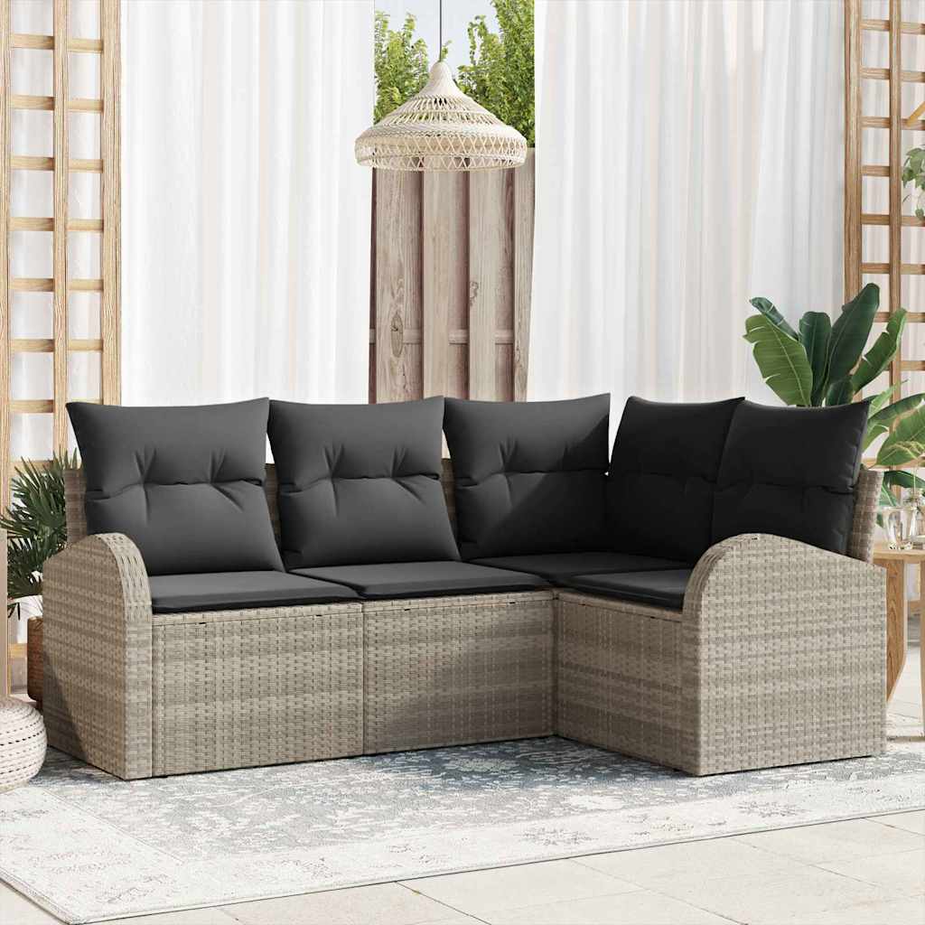 vidaXL Conjunto de Sofá de Jardim 4 pcs Preto vime PE