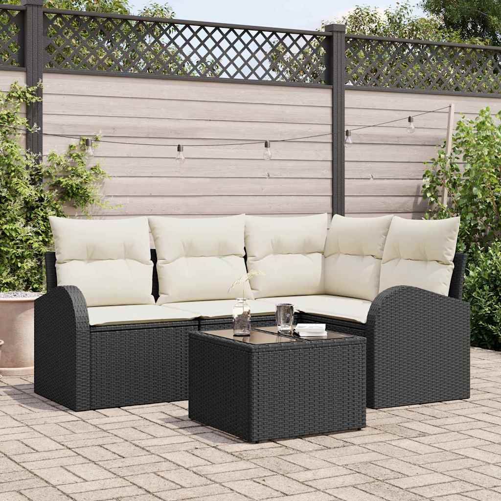 vidaXL Conjunto de Sofá de Jardim 4 pcs Preto vime PE