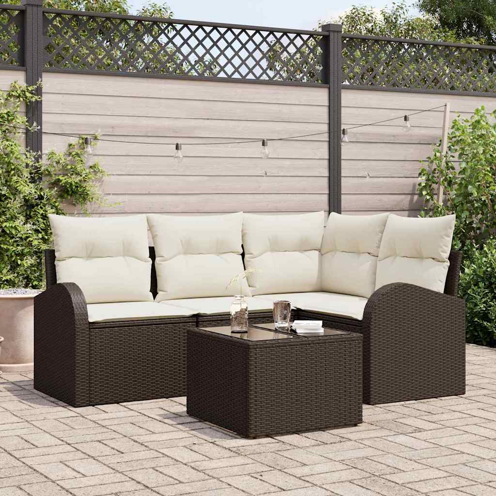 vidaXL Conjunto de Sofá de Jardim 4 pcs Preto vime PE