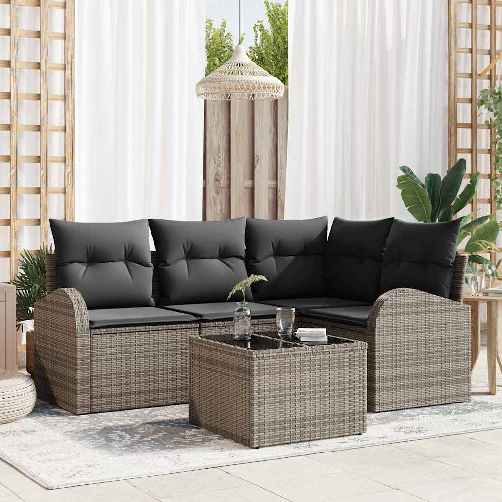 vidaXL Conjunto de Sofá de Jardim 4 pcs Preto vime PE