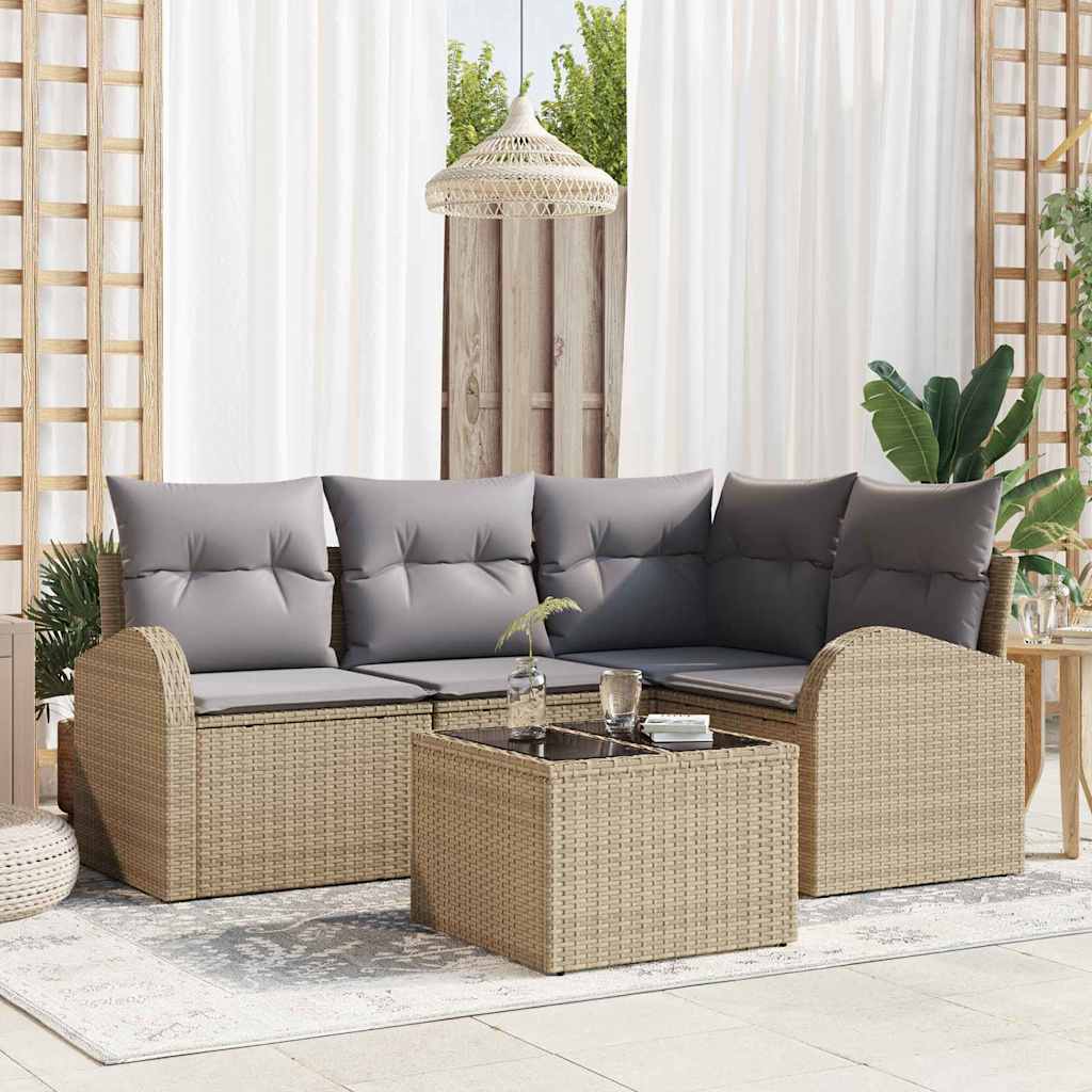 vidaXL Conjunto de Sofá de Jardim 4 pcs Preto vime PE