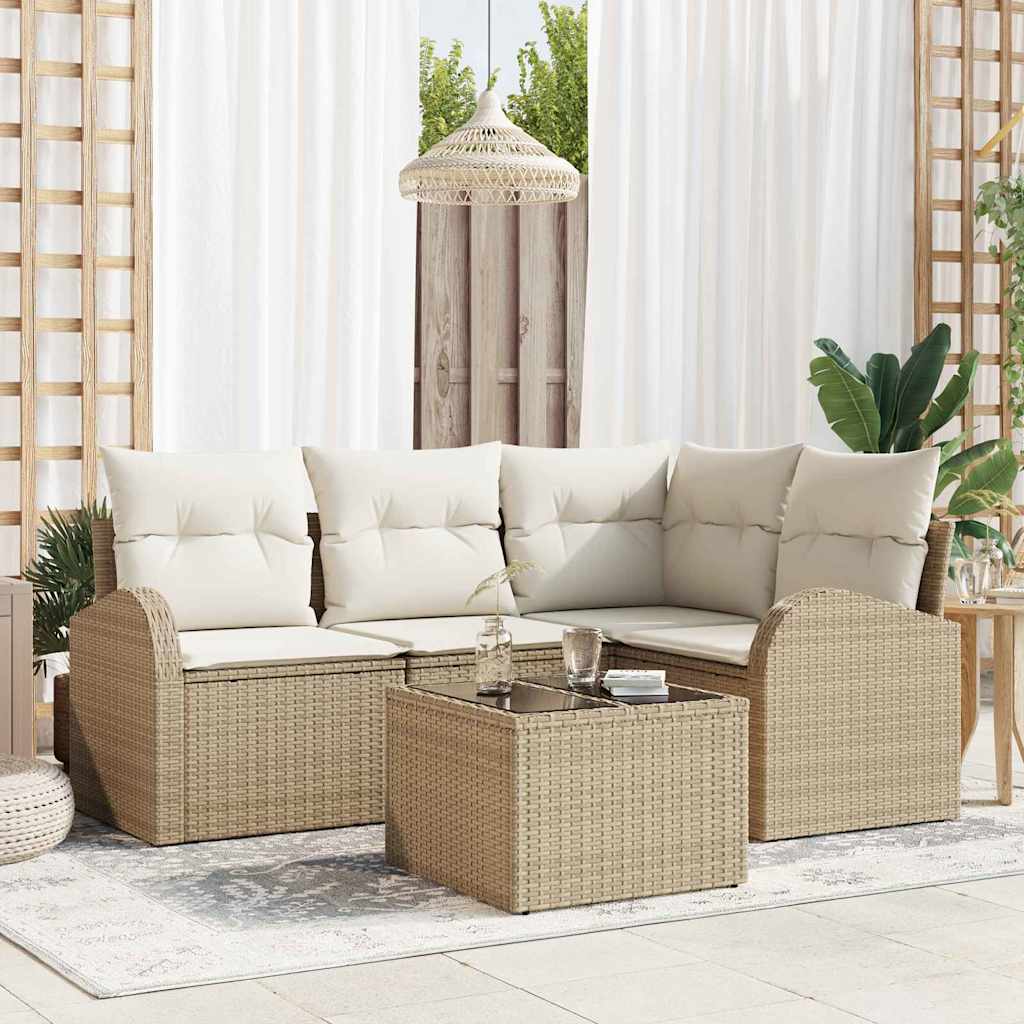vidaXL Conjunto de Sofá de Jardim 4 pcs Preto vime PE