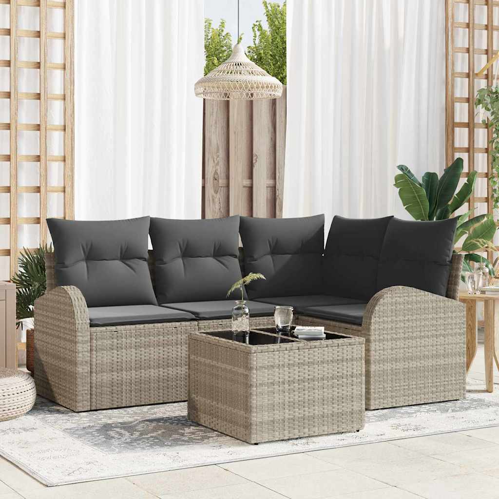 vidaXL Conjunto de Sofá de Jardim 4 pcs Preto vime PE