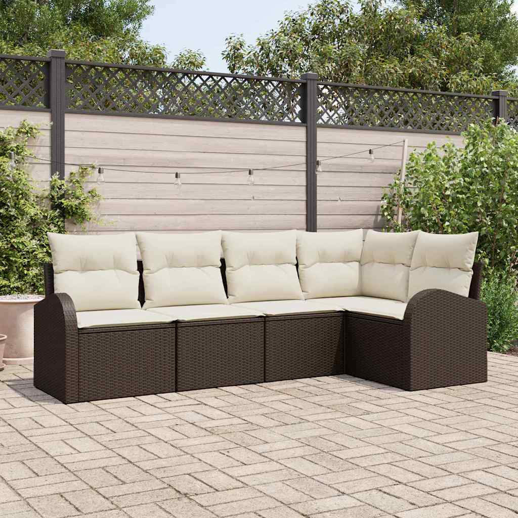 vidaXL Conjunto de Sofás com almofada 5 pcs Preto Poliéster