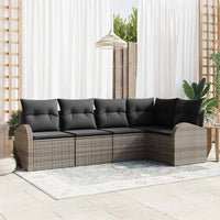 vidaXL Conjunto de Sofás com almofada 5 pcs Preto Poliéster