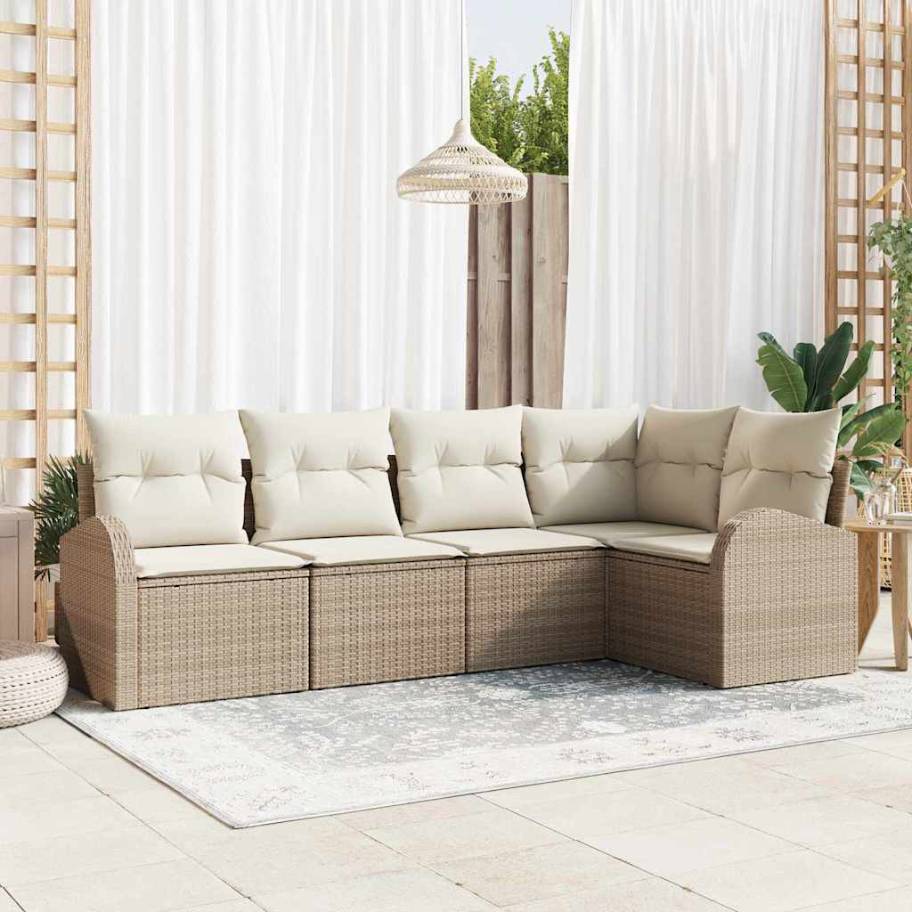vidaXL Conjunto de Sofás com almofada 5 pcs Preto Poliéster