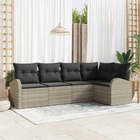 vidaXL Conjunto de Sofás com almofada 5 pcs Preto Poliéster