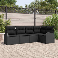 vidaXL Conjunto de Sofás com almofada 5 pcs Preto Poliéster