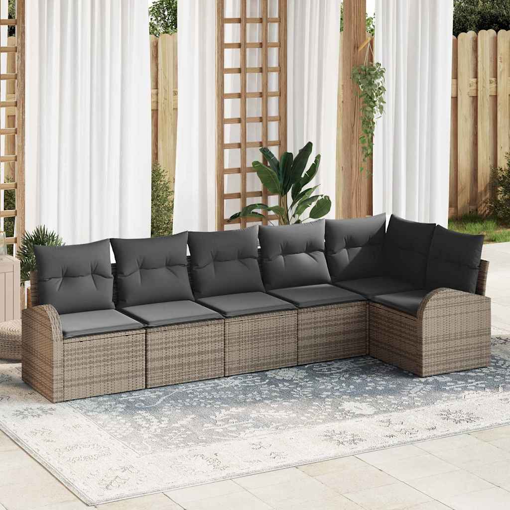 vidaXL Conjunto de Sofá de Jardim 6 pcs Preto Rattan Sintético