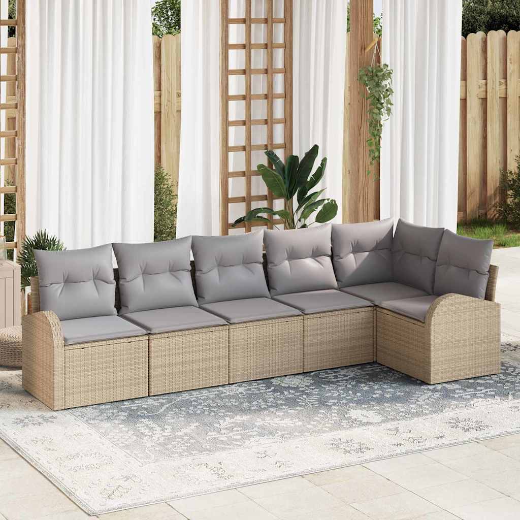 vidaXL Conjunto de Sofá de Jardim 6 pcs Preto Rattan Sintético